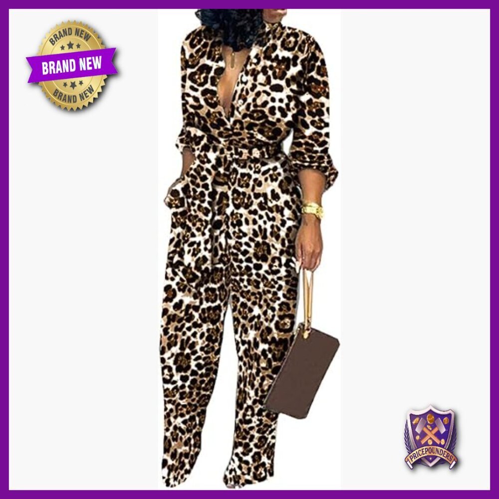 Long Sleeve Jumpsuit with Belt and Pockets, Polyester Spandex, Business Party